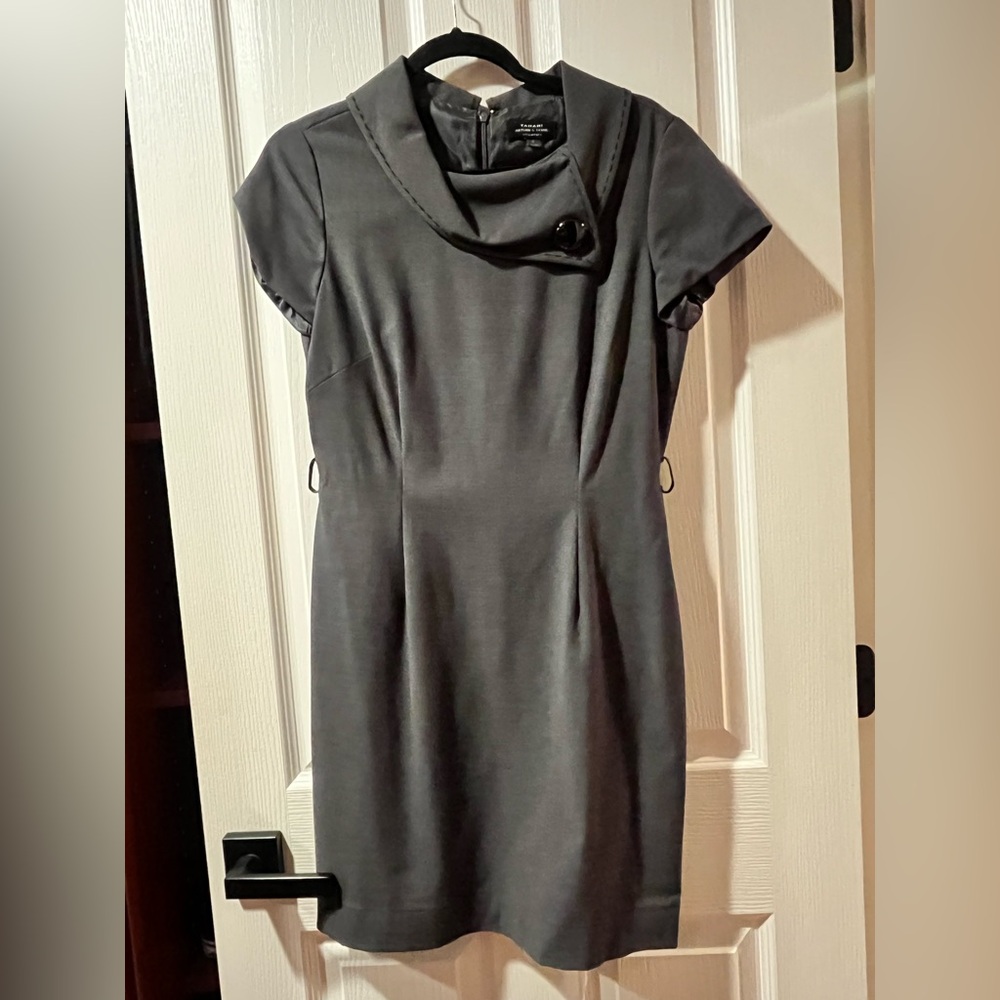 Tahari Charcoal Mini Dress with Button Detail